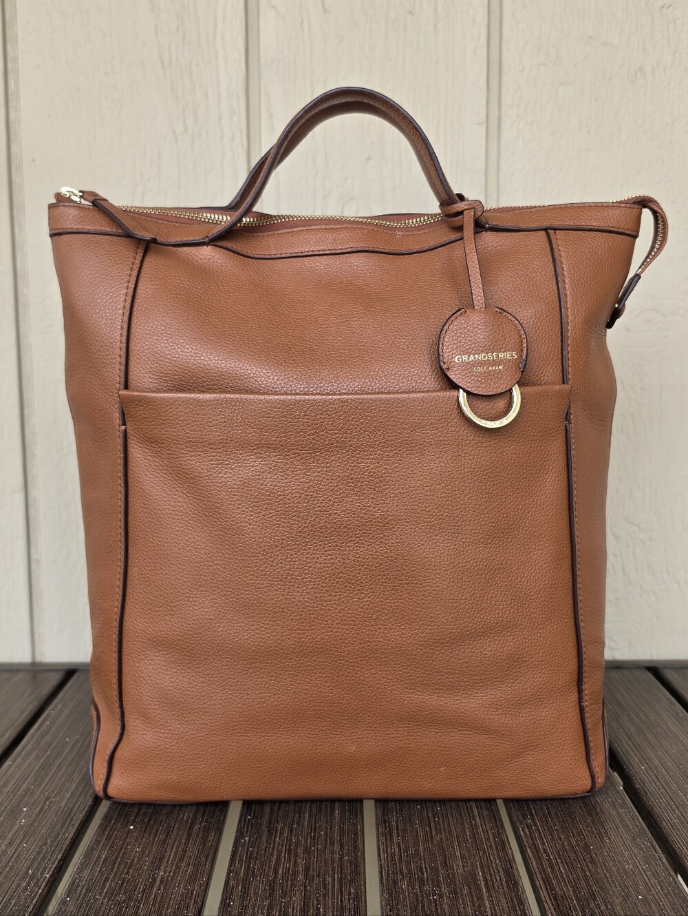 Cole Haan Grand Series Cognac Leather Convertible Backpack Purse